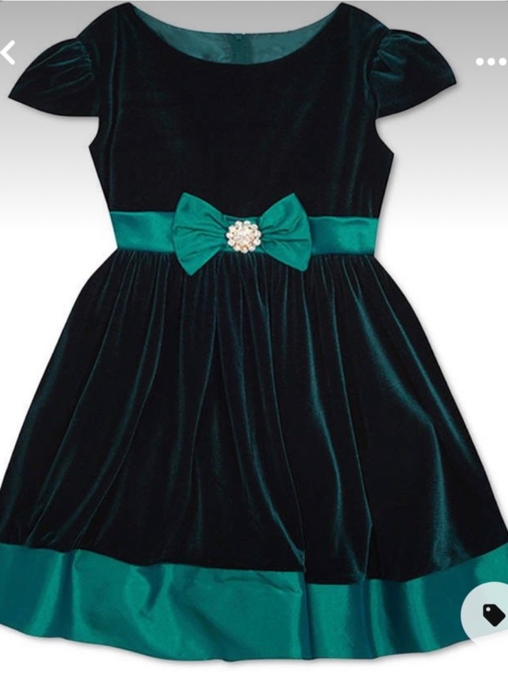 Rare Editions Emerald Green Velvet Bow Holiday Christmas Dress 5 6 6X